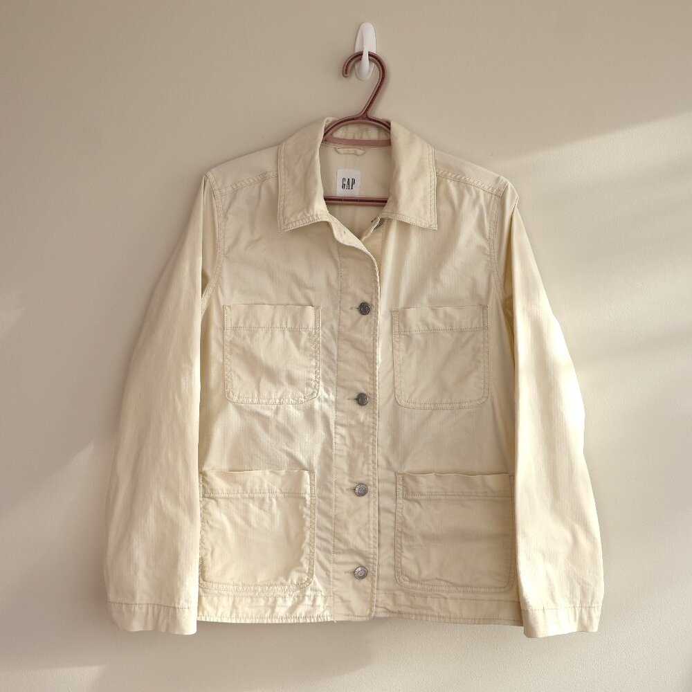 Women's Relaxed Fit Chore Jacket - Size S - Ivory Colour - Light Cotton Jacket